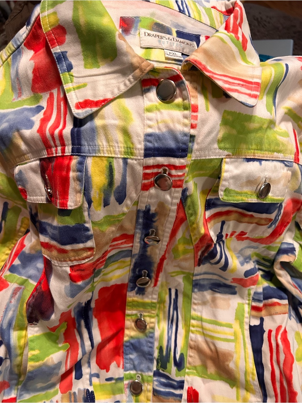 Draper's & Damon's Multicolor Brushstroke Button-Front Jacket